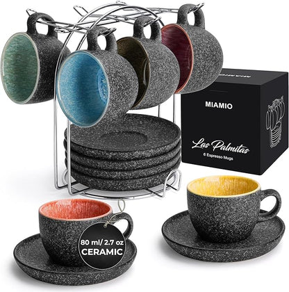 MIAMIO – 2.7 Oz Ceramic Stackable Espresso Cups by MIAMIO