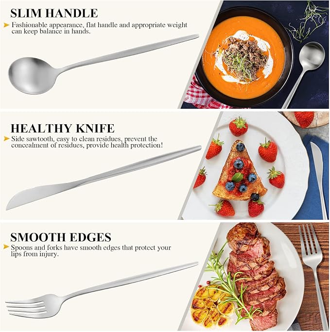 Silverware Set for 8, 40 Piece Flatware Set, Cutlery Tableware set Include - Image 4