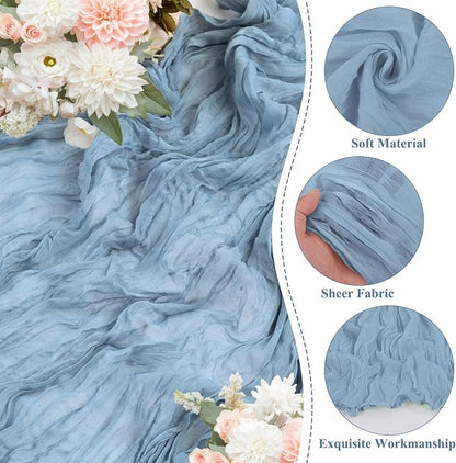 20 Pack Dusty Blue Cheesecloth Table Runner 10FT Long Boho Gauze Fabric Table - Image 3