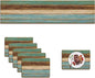 Mcalk Farmhouse Table Runner and Placemats Set of 6 Pieces, Teal and Brown Placemats Wooden Texture,Rectangle Cloth Place Mats Indoor for Kitchen,Washable Placemats Linen Material for Living Table