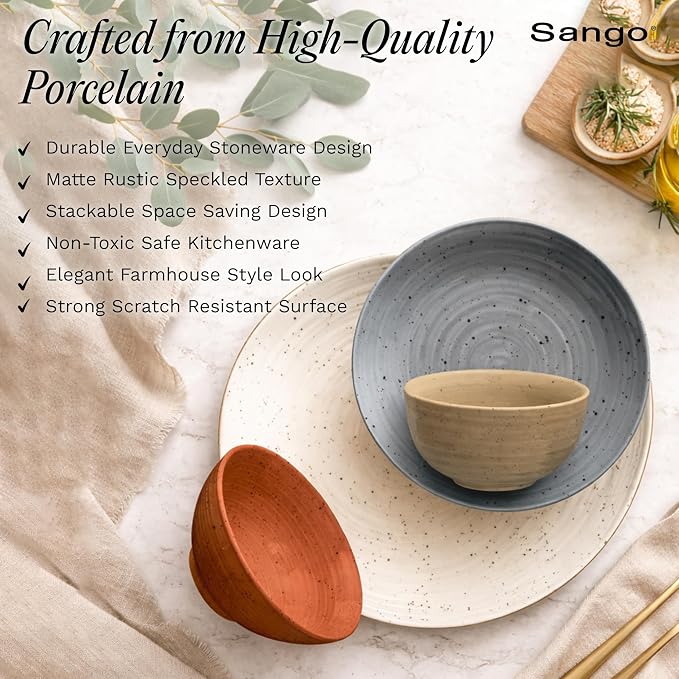 Sango Siterra Painter's Palette 16-Piece Stoneware Dinnerware Set - Image 6