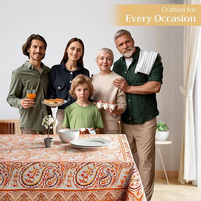 Maison d' Hermine Table Cloth Square Table 100% Cotton 60 x 60 Inches Fall Tablecloth Reusable Everyday Use for Thanksgiving Christmas Decorations Dining Farmhouse Party (Palatial Paisley)