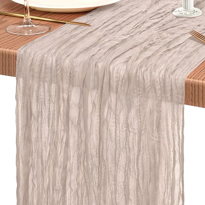 Showgeous 2 Pack Rosy Brown Cheesecloth Table Runners Boho Wedding Decor | - Image 9