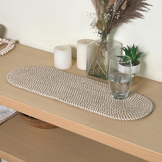 Oval Jute & Cotton Woven Braided Table Runner, Size -8 x 24 Inches, Color by ChardinHome