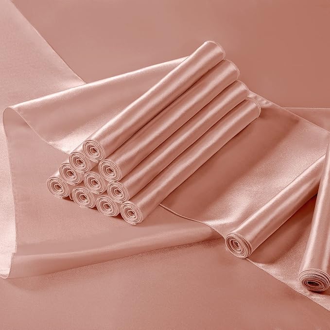 Manyshofu Rose Gold Satin Table Runner 12x72 - Image 2