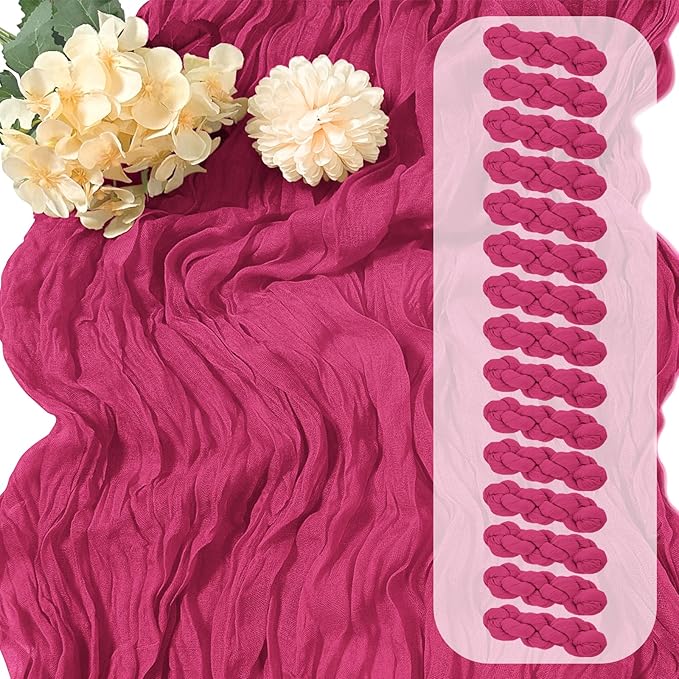 15 Pack Hot Pink Cheesecloth Table Runner 17 x 108 inch Cheese Cloth Table by Yorcari