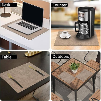 homing Faux Leather Heat Resistant Placemats 4 Packs, Waterproof Wipeable Dining PU Place Mats for Indoor & Outdoor, Easy to Clean, Camel