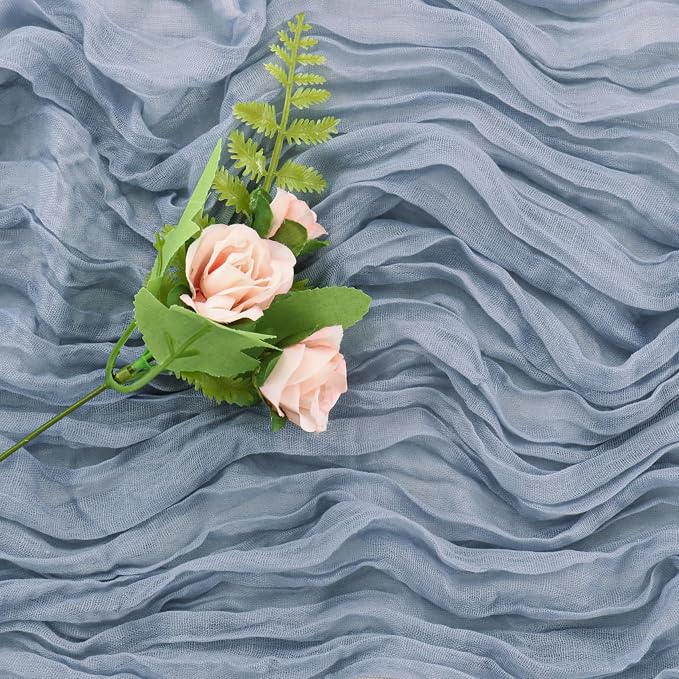 Dusty Blue 10FT Cheesecloth Table Runner Boho Gauze Fabric Table Runner Rustic - Image 5