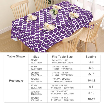 Smiry Rectangle Table Cloth, Waterproof Vinyl Tablecloth with Flannel Backing for Rectangle Tables, Wipeable Spillproof Plastic Tablecloths for Dining, Camping, Indoor and Outdoor (60"x102", Purple)