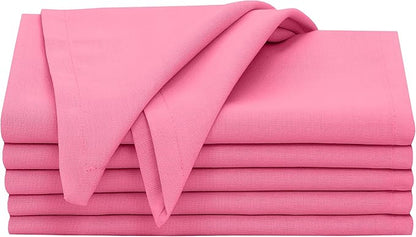 Ruvanti Cloth Napkins Set of 6, 18x18 Inches, 100% Cotton, Washable, Soft & Absorbent, Perfect for Wedding, Christmas, ‎Thanksgiving Dinners - Pink