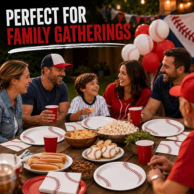 40 Pcs Baseball Plates And Napkins, Baseball Party Supplies, Serves 20 | - Image 7