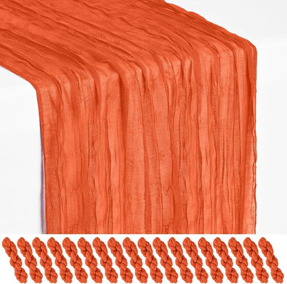 Showgeous 18 Pack Orange Cheesecloth Table Runner, 17 x 108 Inches | Boho by Showgeous