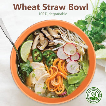 Wheat Straw Bowls Set, Unbreakable & Lightweight Microwave Safe Bowls - Image 2