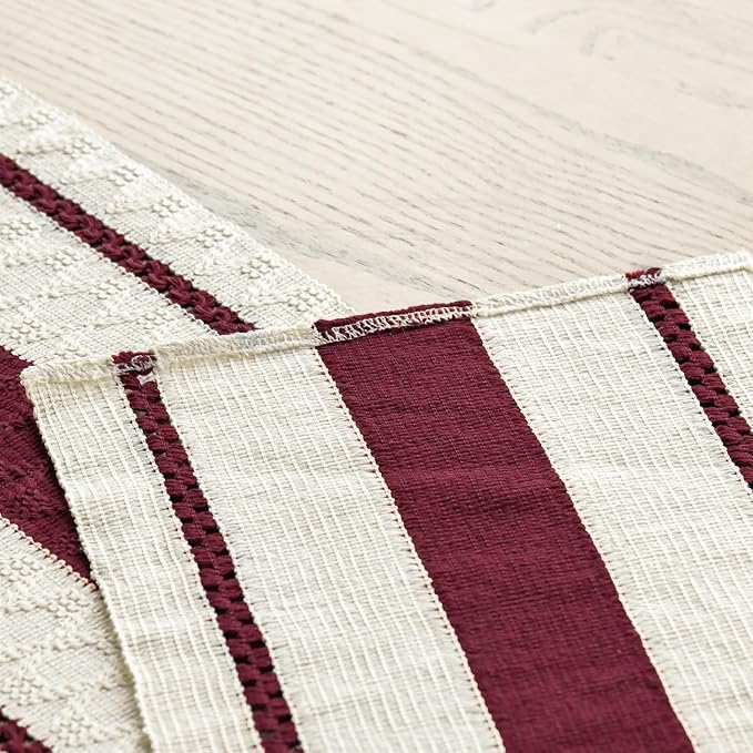 Artoid Mode Red Rustic Woven Table Runner 12x48 Inch | Holiday Farmhouse - Image 7