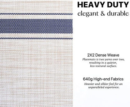 LEXMORE Placemats Set of 4 Vinyl/Plastic Woven Place Mats for Kitchen Table Indoor/Outdoor Washable Placemat Wipeable Dining Table Mats(Blue Skyline)