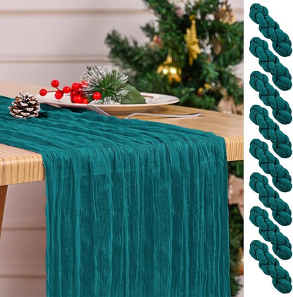 8 Pack Teal Table Runner 17 x 108inch Cheesecloth Table Runner Boho Gauze Table by Lumaycens