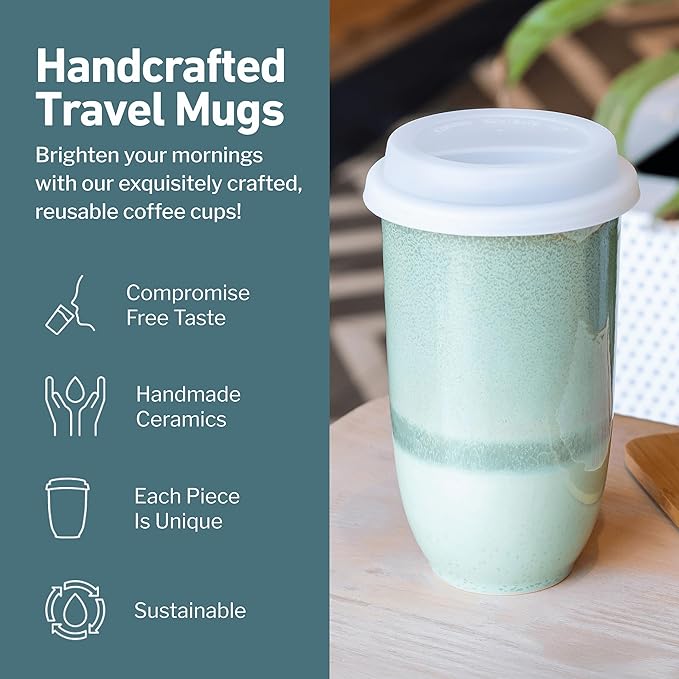 NOVA CERAMICS Coffee Travel Mug – Reusable Coffee – Microwave & Dishwasher Safe - Image 2