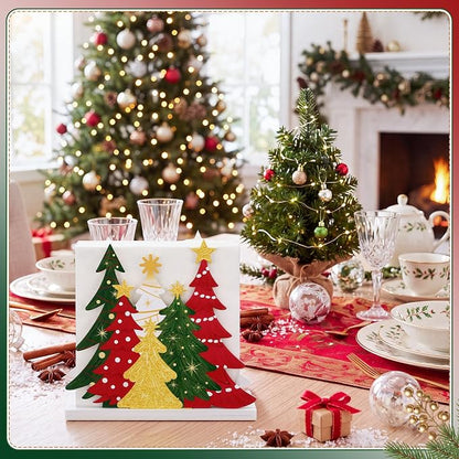 Christmas Tree Napkin Holder for Tables Classical Red and Green Christmas Tree - Image 6
