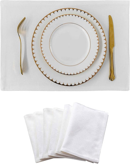 Home Brilliant White Placemats Set of 6 Heat Resistant Dining Table Place Mats for Kitchen Table for Wedding Party Holiday, Pure White