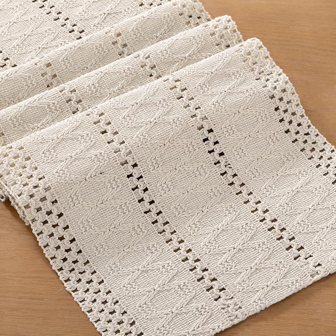Boho Table Runner Summer Farmhouse Rustic Dining Dresser Scarf Home Decor | - Image 2