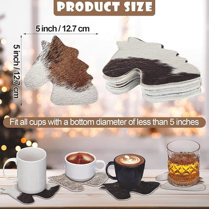 Hushee 12 Pcs Cowhide Coasters Round Natural Leather Cowhide Drink Coasters - Image 2