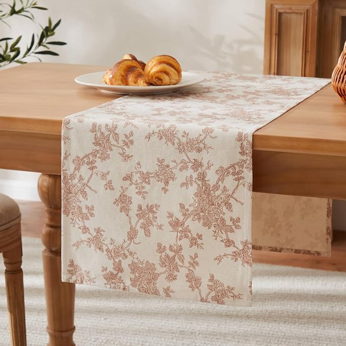 French Pastoral Farmhouse Table Runners, 13x108 Inch Terracota | 100% Organic - Image 7