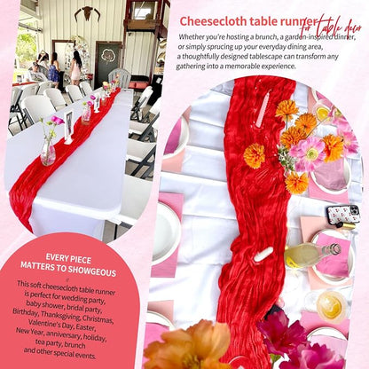30 Pack Cheesecloth Table Runner 10FT Red Table Runner Boho Gauze Cheese Cloth - Image 8