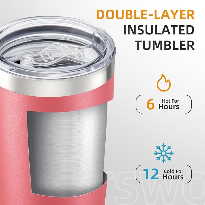 20 oz Tumbler with Lid Stainless Steel Insulated Tumblers, 1 Pack | Leak Proof - Image 2