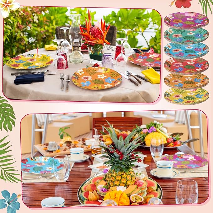Gerrii 60 Pcs Hawaiian Tropical Luau Party Plates 7 Inch Summer Floral - Image 5