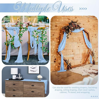 15 Pack Light Blue Table Runner 17 x 108inch Cheesecloth Table Runner Boho - Image 5