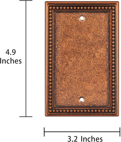 Henne Bery Raised Pearls Decorative Wall Plate Switch Plate Outlet Cover (Single Blank 2PK, Sponged Copper)