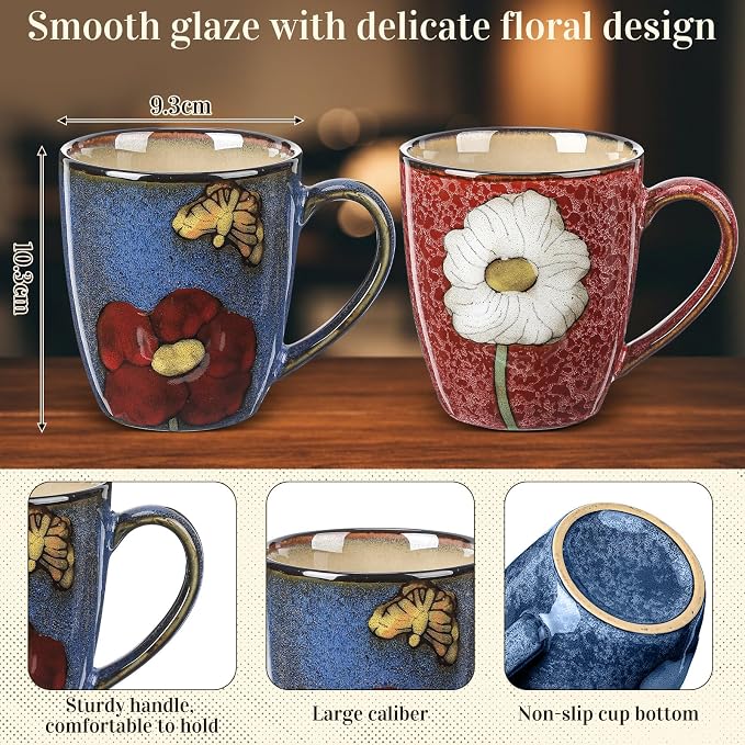 Maxdot 12oz Ceramic Coffee Mugs, Glazing Process Coffee Cup - Image 2