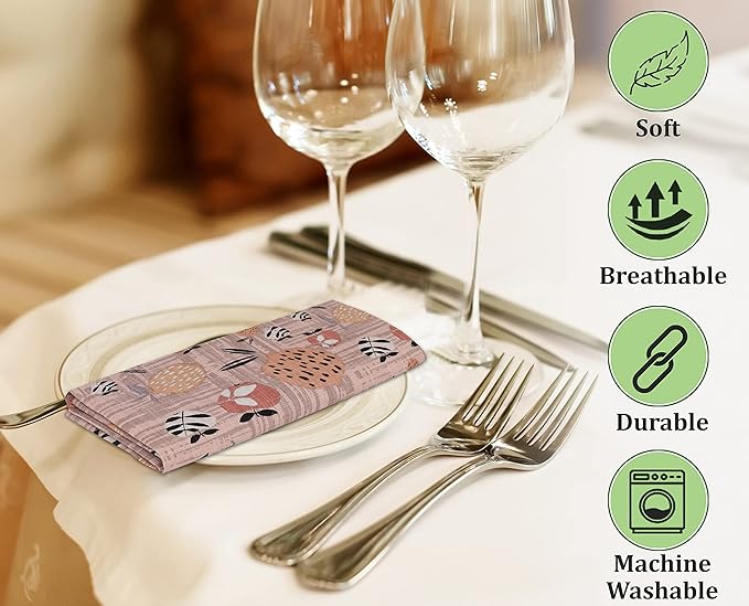 RUVANTI Cloth Napkins Set of 6 Cotton 100%, 18x18 Inches Napkins Cloth Washable, Soft, Absorbent. Cotton Napkins for Parties, Christmas, Thanksgiving, Weddings, Dinner Napkins Cloth - Dusty Palette