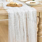 Artoid Mode White Silver Gauze Table Runner 59x120 Inch 10FT, Glitter Metallic Foil Sheer Dining Holiday Wedding Anniversary Birthday Table Decor for Home Party