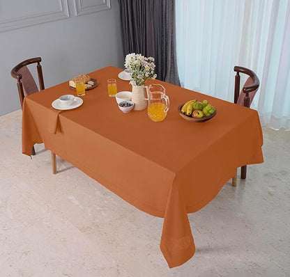 D'Moksha Homes Rust Tablecloth 60 x 108 Inch - 100% Pure Linen Rectangular Tablecloth - Machine Washable Table Cloth for Spring, Easter