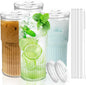 Luiaiog Glass Cups with Lids and Glass Straws, High Borosilicate 20OZ Tumblers by Luiaiog