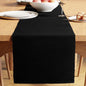 Encasa XO Table Runner, Yarn Dyed Ribbed Cotton 13"x98" | Solid Black, 12-Ply by EncasaXO
