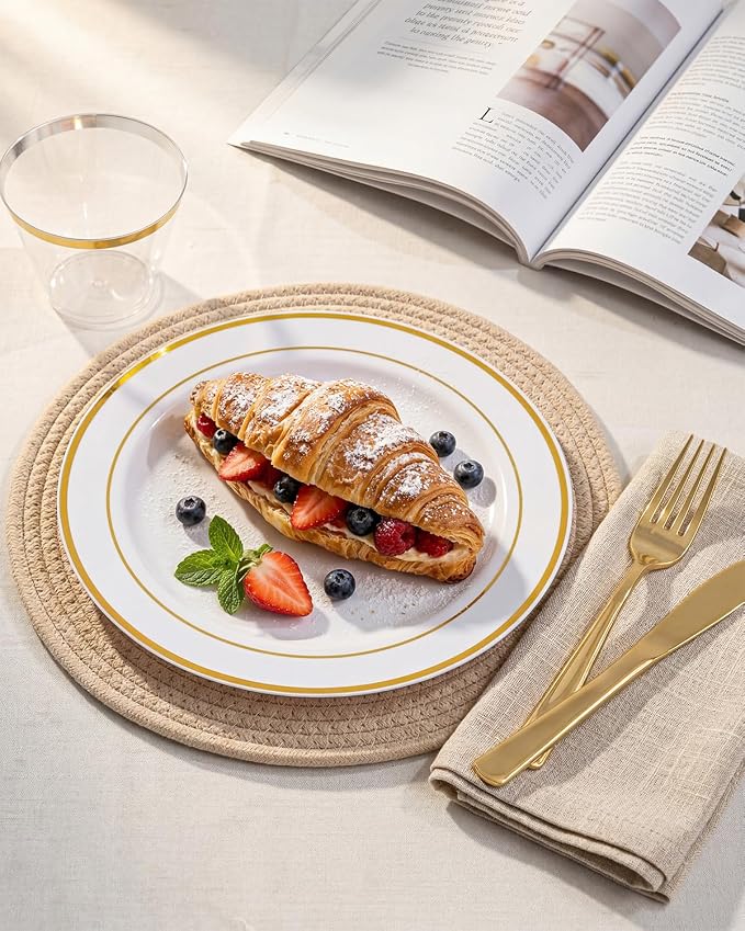 bUCLA 300PCS Gold Disposable Dinnerware Set - Image 8