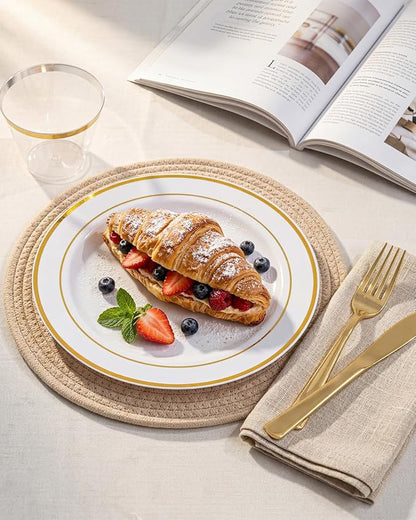 bUCLA 300PCS Gold Disposable Dinnerware Set - Image 8