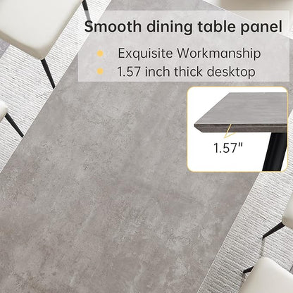 ZckyCine Modern 5-Piece Dining Table Set Rectangular Wood Table with 4 Upholstered Leather Chairs, Seats 4