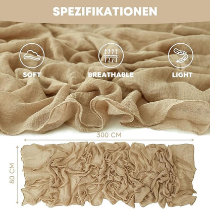 Artoid Mode 6PC Boho Cheesecloth Gauze Sand Wedding Table Runner, 120 Inch - Image 5