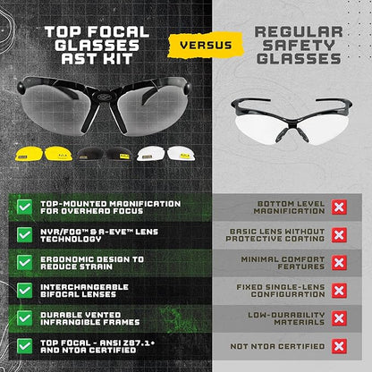 SSP Eyewear Top Focal Ultra Tactical Safety Shooting Glasses, HD A-Eye NVR/fog Lenses