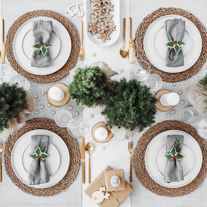 wonlex Farmhouse Napkin Ring Buckle Set of 12, Natural Rustic Serviette Buckles - Image 4
