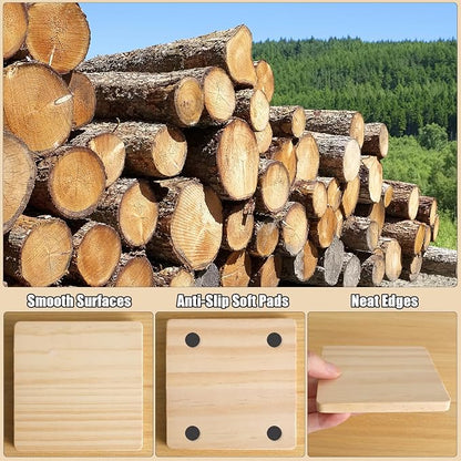 60 Pack 4 Inch Unfinished Square Wood Coasters - Image 3