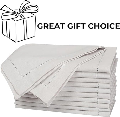 Bedding Craft Cotton Dinner Cloth Napkins Set of 12 – 18x18 Apricot Gelato Moonstruck Hemstitched – Machine Washable Fabric Napkins for Weddings, Baby Showers, Thanksgiving & Gifting