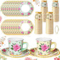 Umigy 60 Sets Floral Tea Party Decorations 6.5 oz Floral Paper Teacups & Saucer by Umigy