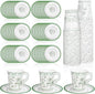 Whaline 80 Pcs Green White Floral Paper Tea Cups and Saucers Porcelain by Whaline