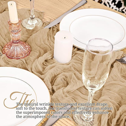 8 Pack Beige Table Runner 17 x 108inch Cheesecloth Table Runner Boho Gauze - Image 4