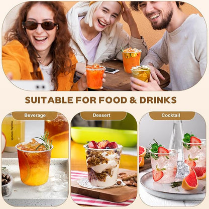 tchrules 120 Pack 12oz Clear Round Bottom Plastic Cocktails Wine Cups | - Image 7