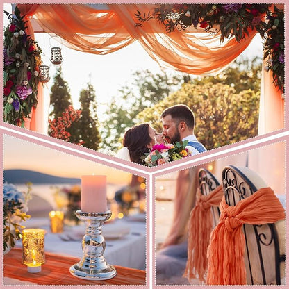 12 Pcs Fall Cheesecloth Gauze Table Runners, Gradient Terracotta | Thanksgiving - Image 2